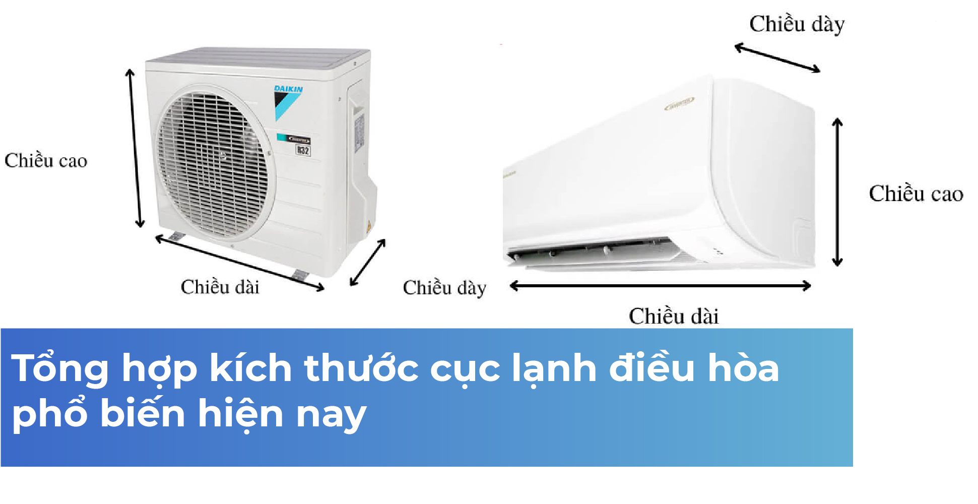 Tổng hợp kích thước cục lạnh điều hòa phổ biến hiện nay